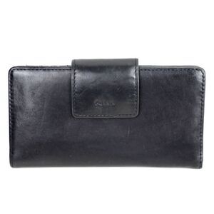 VTG FOSSIL BLACK GENUINE LEATHER ID CARD COIN HOLDER BILL BIFOLD WALLET (1)